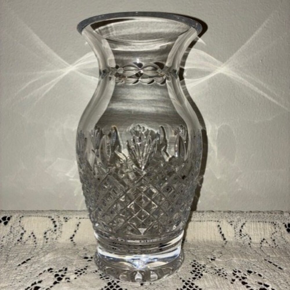 Signed Waterford Crystal Killarney 8" Vase EUC